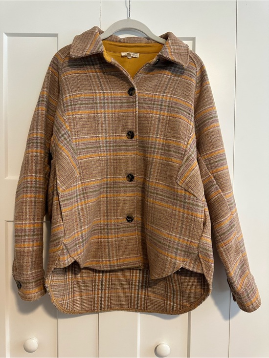 Mystree Jackets & Blazers - Mystree Plaid Shacket Jacket in Brown and Mustard